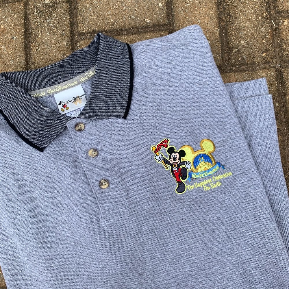 Walt Disney World Men's Grey Embroidered Polo XL